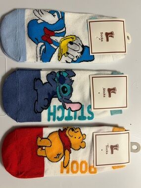 Character Kid Socks- Donald, Stitch, Winnie the Pooh - 3Pair Bundle NWT